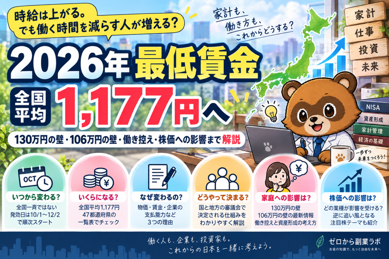 【2026年最低賃金】いつから・いくら上がる?全国一覧と「年収の壁」、家計・株価への影響まで解説